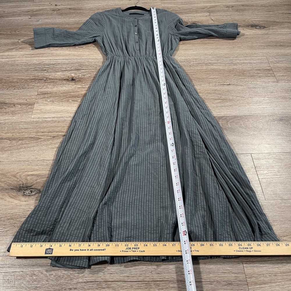 Jenni Kayne Women's Seersucker Shirt Dress Stripe Maxi 3/4 Sleeve Lined S Blue - Picture 5 of 8